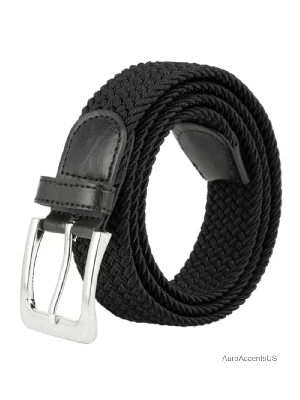 Canvas Elastic Woven Stretch Multicolored Braided Belt - Solid Metal Buckle